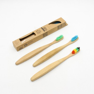 Custom Color Think Handle Environmentally Travel Home Hotel Natural Adult Bamboo Toothbrush