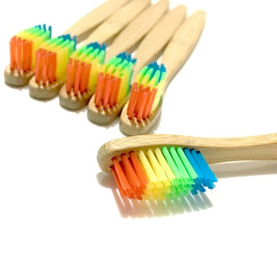 Cheap Colorful Wooden Rainbow Bamboo Toothbrush Soft Head Bristle Family Oral Care Tool Ground Brush Your Teeth