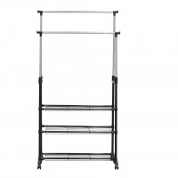 Garment cloth rack with storage rail rack