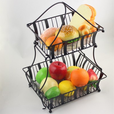 Home Kitchen Movable Storage Rack Multi-layer Vegetable and Fruit Metal Basket Shelf For Pot Bowl Debris