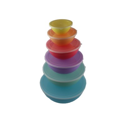 6Pcs/Set Custom Color Logo Plastic Home Fruit Rice Vegetable Salad Storage Tool Cup Bowl Set Kit With Lid