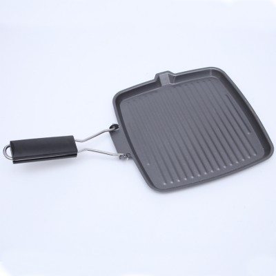 Cast Iron Non-Stick BBQ Grill Pan With Removable Handle